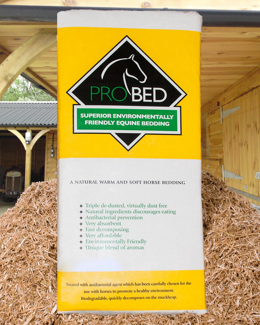 A bale of ProBed opened onto a stable floor